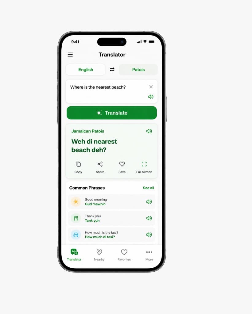 YardDove AI translator for English and Jamaican Patois